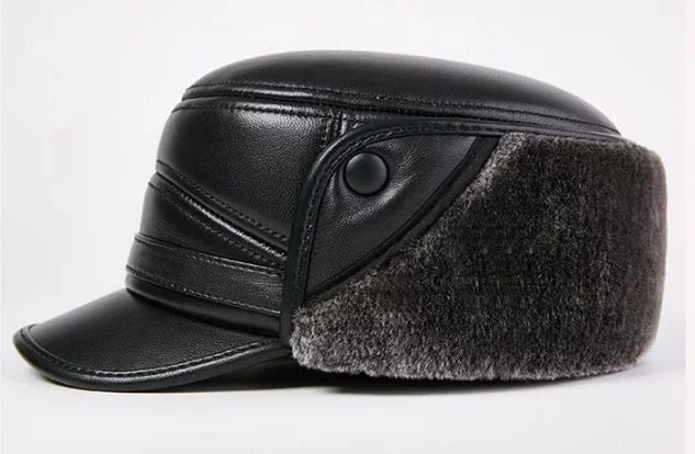 Winter Men's Genuine Leather Hat Thicken Leather Cowhide Baseball Caps With  Warm  Dad's Hats Sombrero De Cuero Del Hombre Super