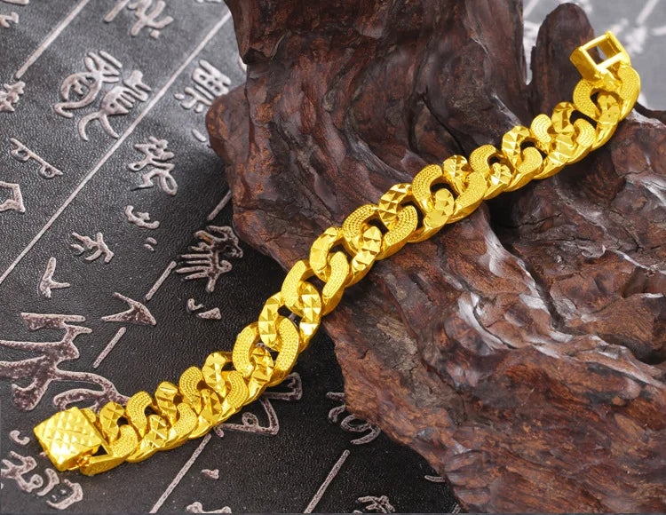 Forever Not Fade 24K Gold Filled Jewelry Bracelets for Men Women Pulseira Feminina Bizuteria Joyas Wedding Fine Gold Bracelets