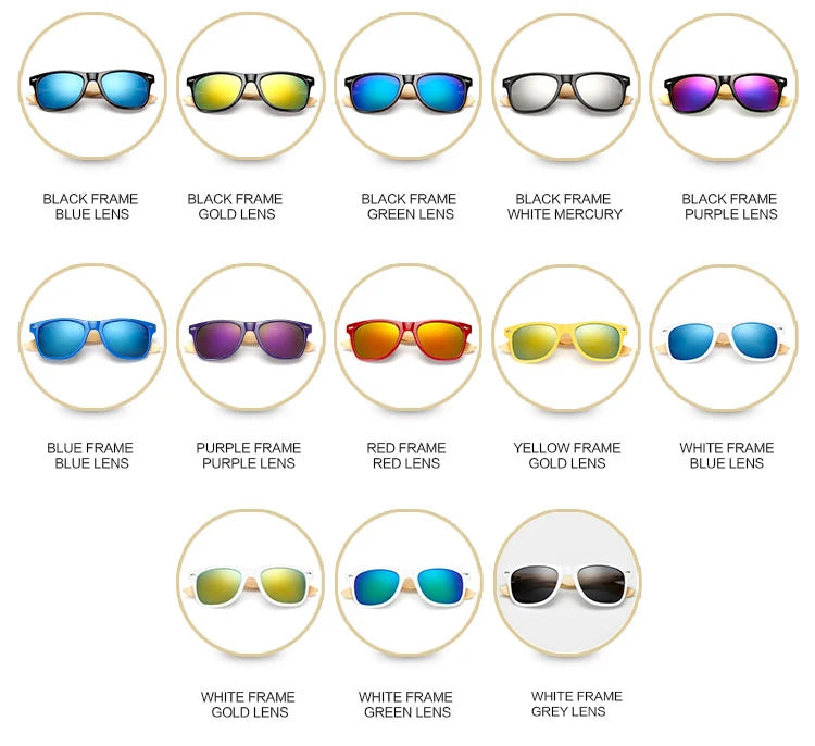 Bamboo Wood Square Sunglasses Brand Design Men Women Coating Mirror Sun Glasses Retro Glasses UV400 Shades Gafas De Sol