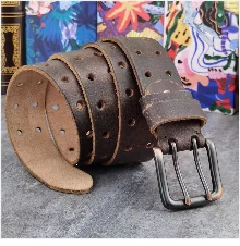 Brass Cowboy Belt Buckle Luxury Men Leather Belt Ceinture Homme Yellow Belts For Men Wide Male Strap Jeans Waist MBT0537