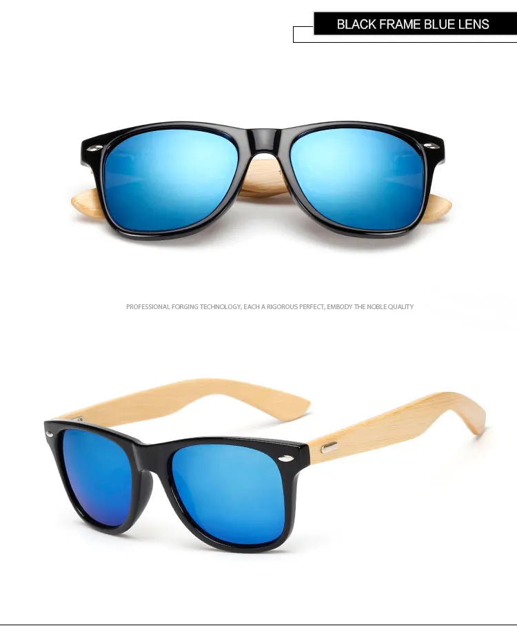 Bamboo Wood Square Sunglasses Brand Design Men Women Coating Mirror Sun Glasses Retro Glasses UV400 Shades Gafas De Sol