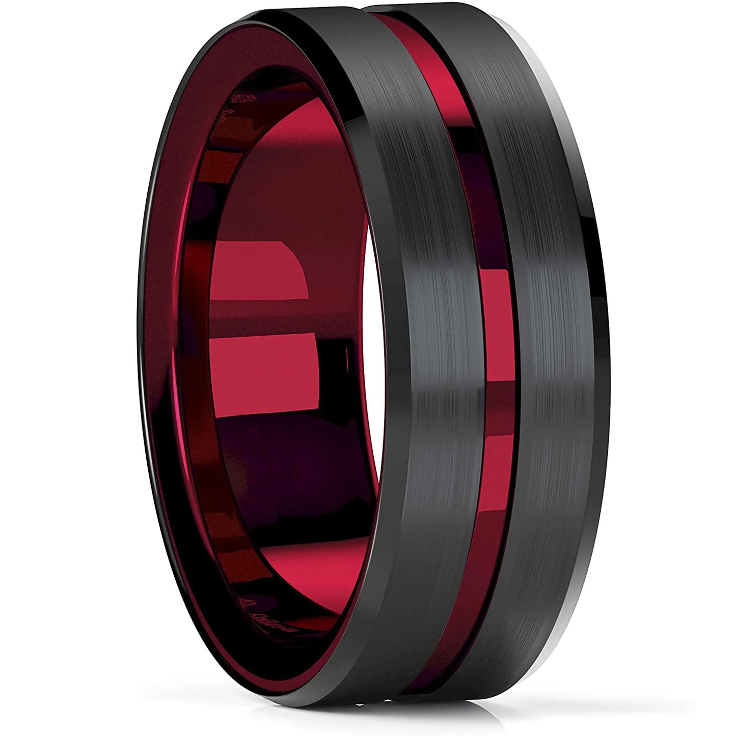 Fashion Men’s Silver Color Black Stainless Steel Ring Groove Multi-Faceted Ring For Men Women Engagement Ring Anniversary Gifts