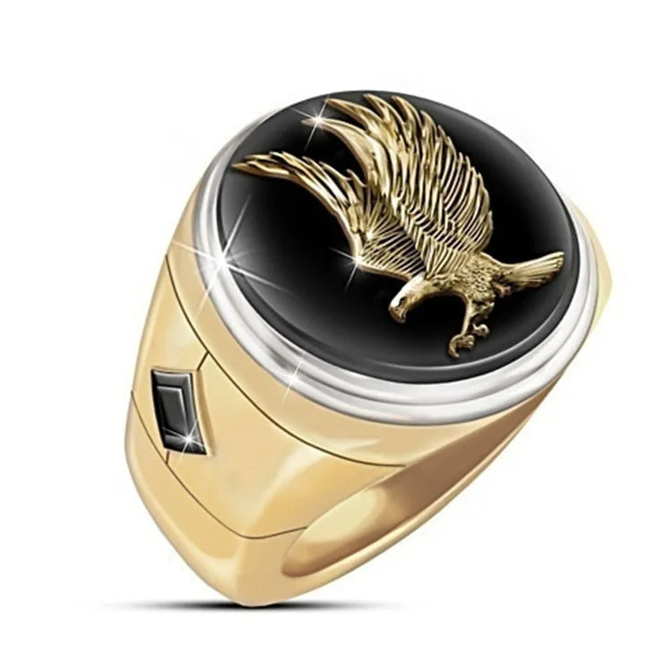 Eagle Collection ! Domineering Metal Eagle Men's Ring Punk Style Enamel Animal Male Rings Jewelry Hand Accessories Size 6-13