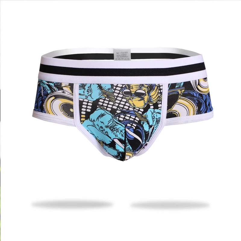 Men Underwear Sexy Low Waist U Convex Bulge Pouch Briefs Printed Male Panties Breathable Comfortable Soft Underpants