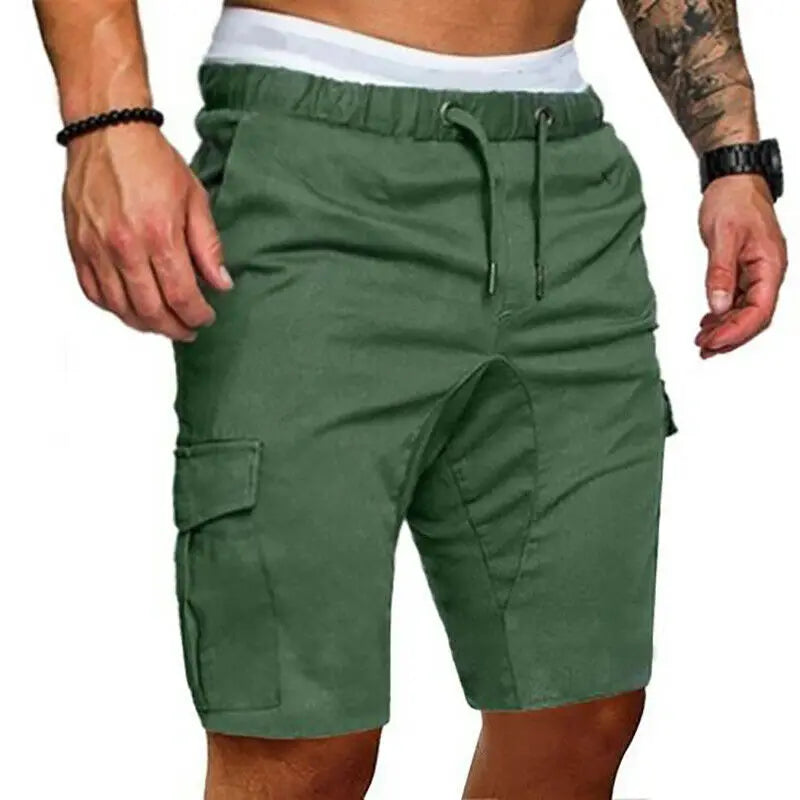 Casual Shorts Mens Summer Cargo Shorts Gym Sport Running Workout Cargo Pants Jogger Trousers Drawstring Solid Jogging Shorts Men