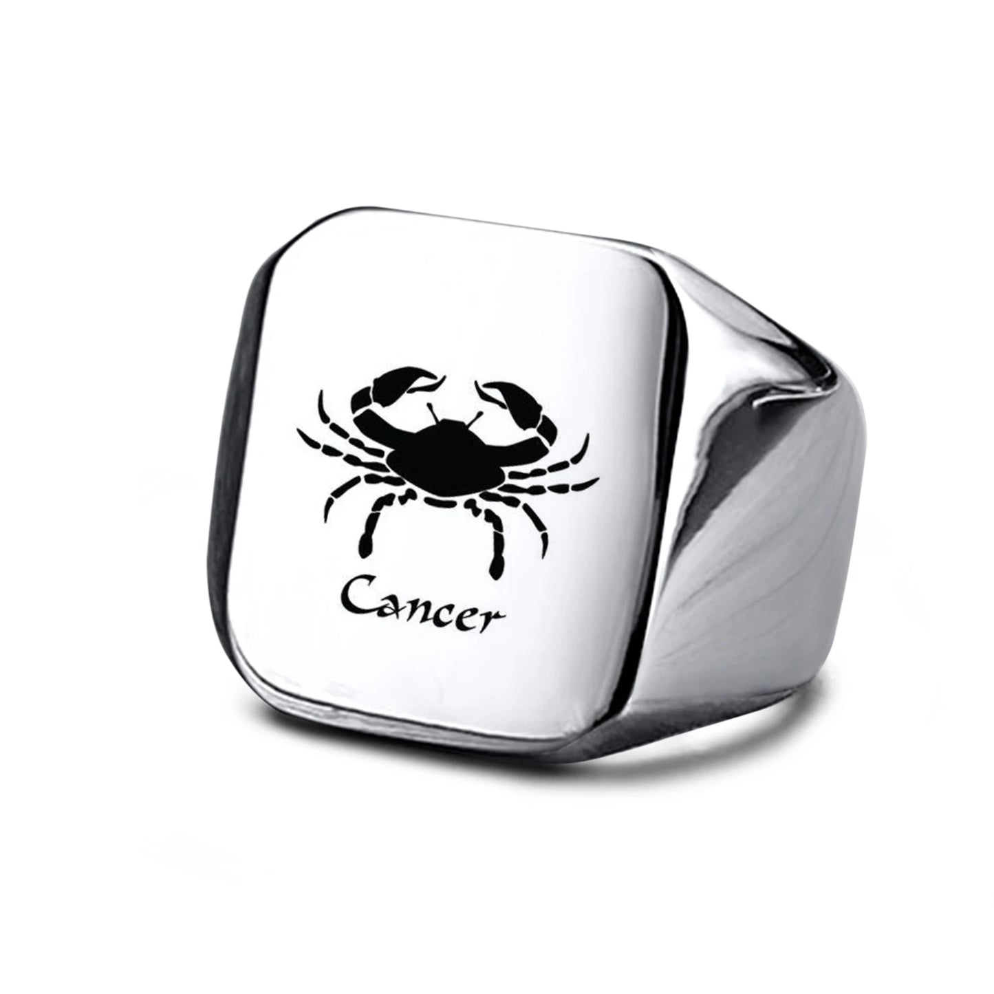 Vnox 18mm Signet Ring For Men Women, The Zodiac 12 Horoscope Constellation Sign Finger Band, Stainless Steel Aries Punk Ring