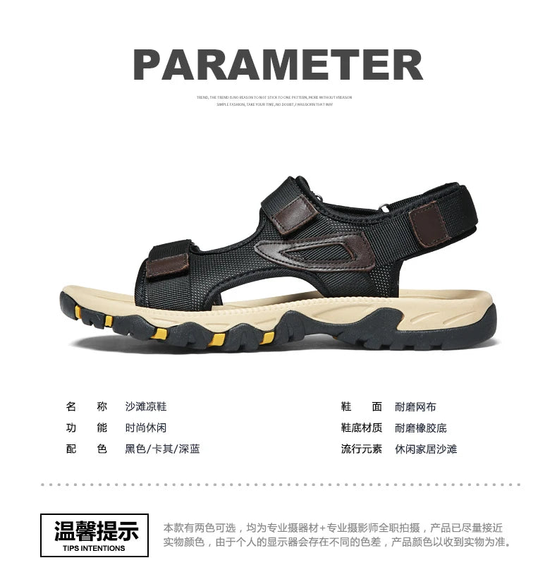 Hot Sale Summer Sandals Mens Big Size 38-47 Outdoor Beach Casual Shoes Fashion Dropshipping Khaki Blue