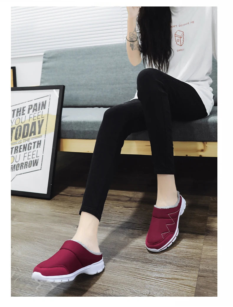 Men Slippers Winter Warm Plush Home Indoor Couple Slippers WaterProof Soft Comfort Winter Shoes Men Footwear Large Size 36-46