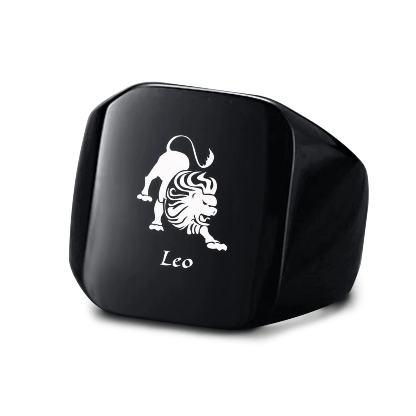 Vnox 18mm Signet Ring For Men Women, The Zodiac 12 Horoscope Constellation Sign Finger Band, Stainless Steel Aries Punk Ring