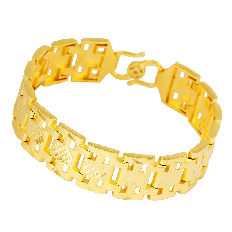 18K Gold Filled Forever Not Fade Bracelet Jewelry for Men Fine Pulseras Ley Mujer Pulseira Feminina Bizuteria Gemstone Bracelet