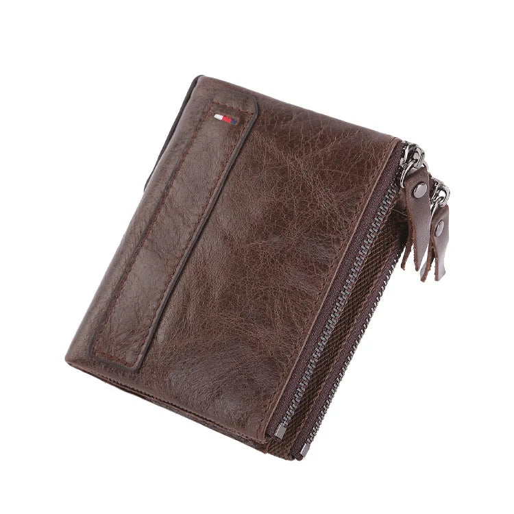 Men Wallets 100% Genuine Cow Leather Short Card Holder Leather Men Purse High Quality Luxury Brand Male Wallet