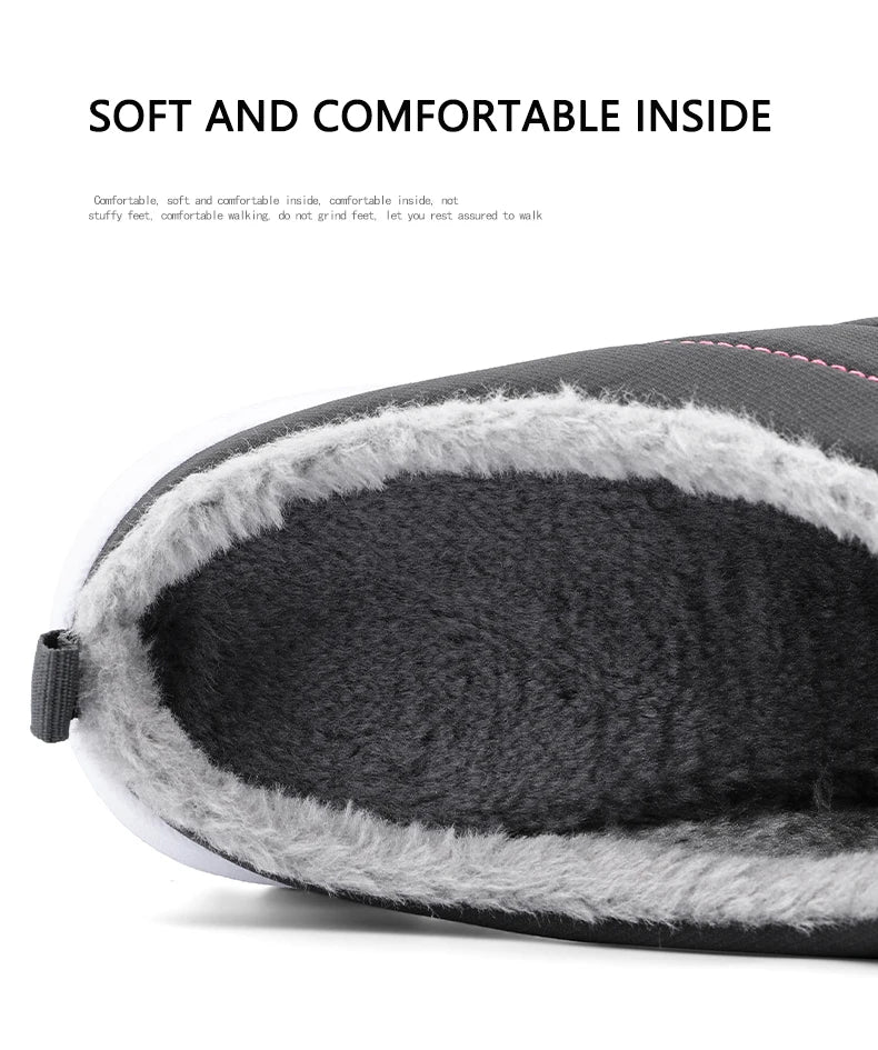 Men Slippers Winter Warm Plush Home Indoor Couple Slippers WaterProof Soft Comfort Winter Shoes Men Footwear Large Size 36-46