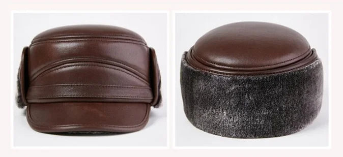 Winter Men's Genuine Leather Hat Thicken Leather Cowhide Baseball Caps With  Warm  Dad's Hats Sombrero De Cuero Del Hombre Super