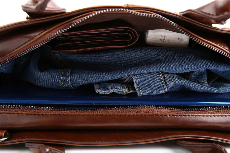 Laptop Briefcases for Men Bags Business Messenger Bag Vintage Crazy Horse Artificial Leather Handbag Casual Shoulder Bags Man