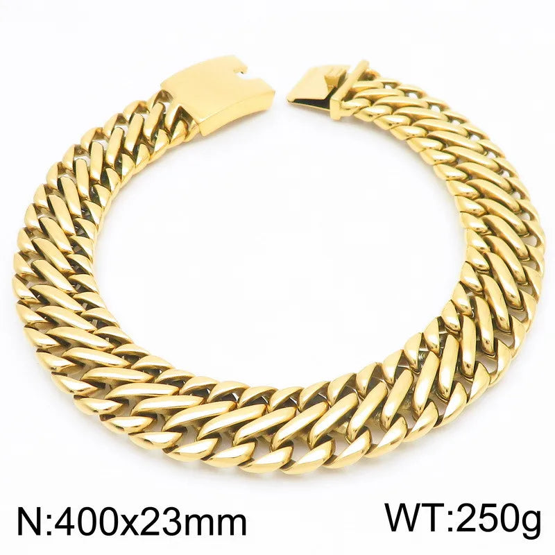KALEN Unisex Vintage Stainless Steel Original Links 17cm Bracelet&40cm Necklace Jewelry Set