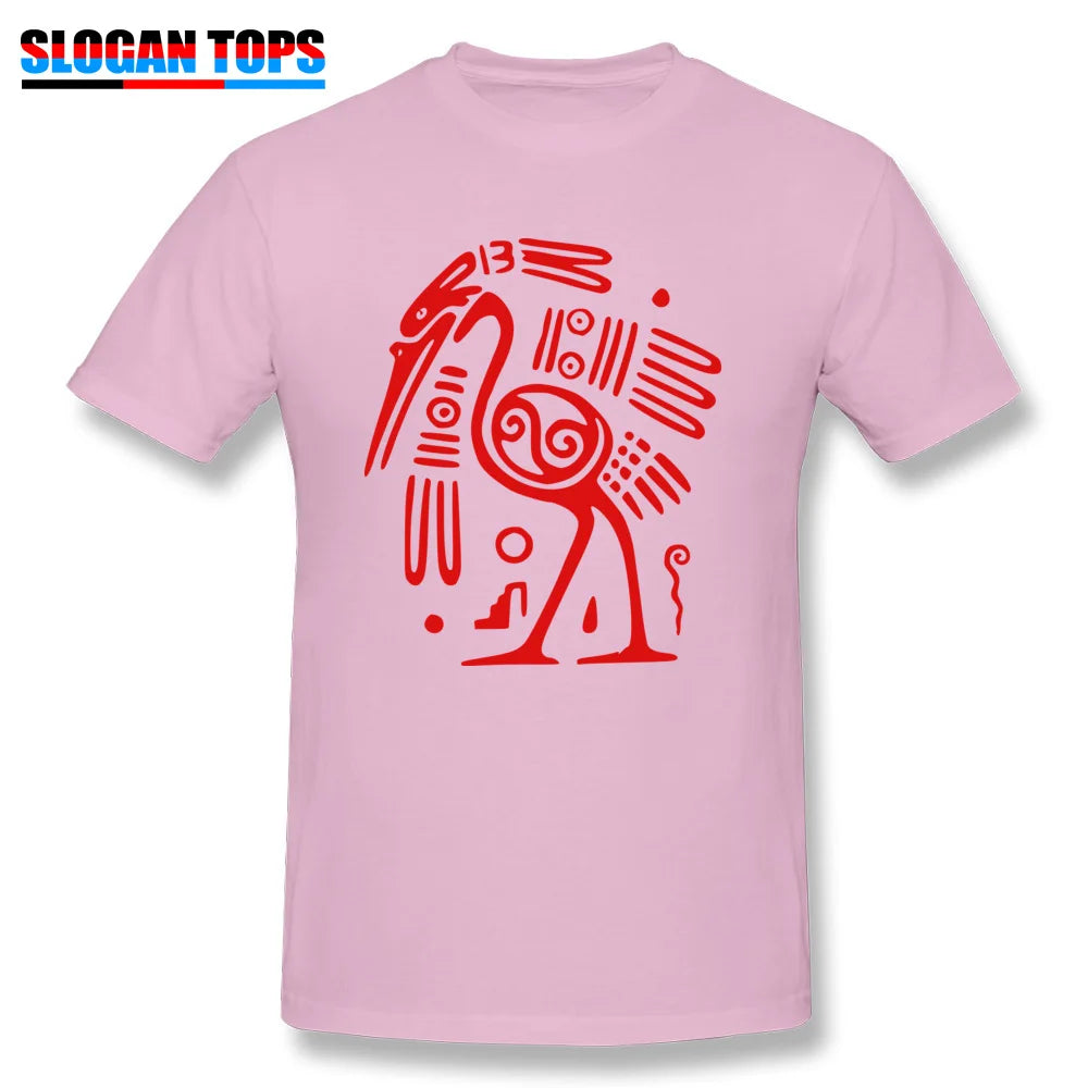 New Tees Red Black T-shirt Men Tribal Art T Shirts Tattoo Bird Designer Autumn Tshirts Custom Father Day Gift Clothes Unique