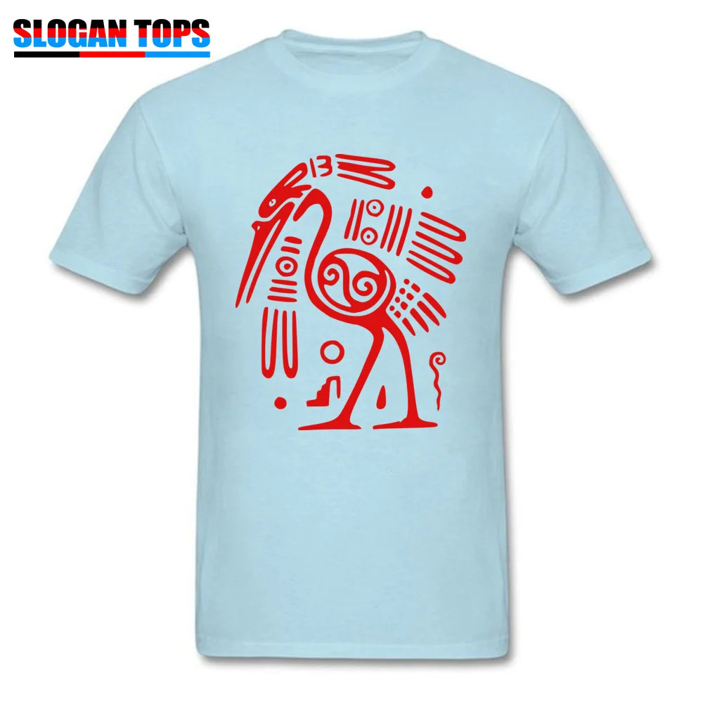 New Tees Red Black T-shirt Men Tribal Art T Shirts Tattoo Bird Designer Autumn Tshirts Custom Father Day Gift Clothes Unique