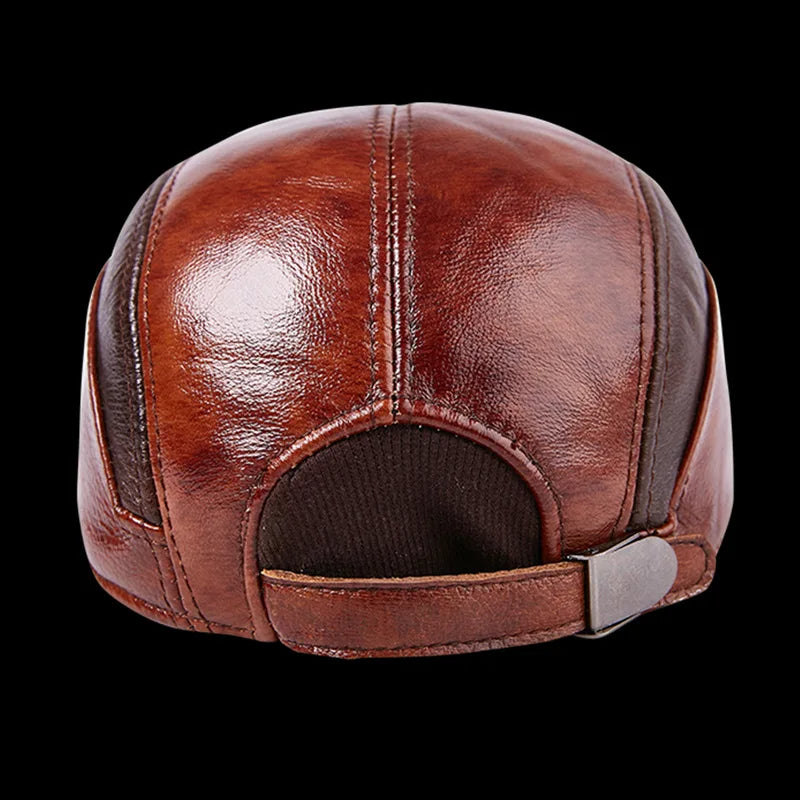 Men's Baseball Cap Leather Hat Male Female Fashion 100% Genuine Leather Cap Adult Casual Outdoor Baseball Cap Adjustable B-7187