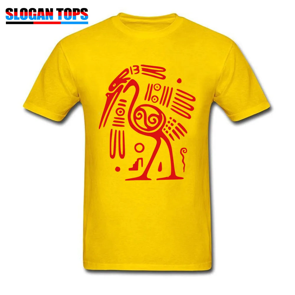 New Tees Red Black T-shirt Men Tribal Art T Shirts Tattoo Bird Designer Autumn Tshirts Custom Father Day Gift Clothes Unique