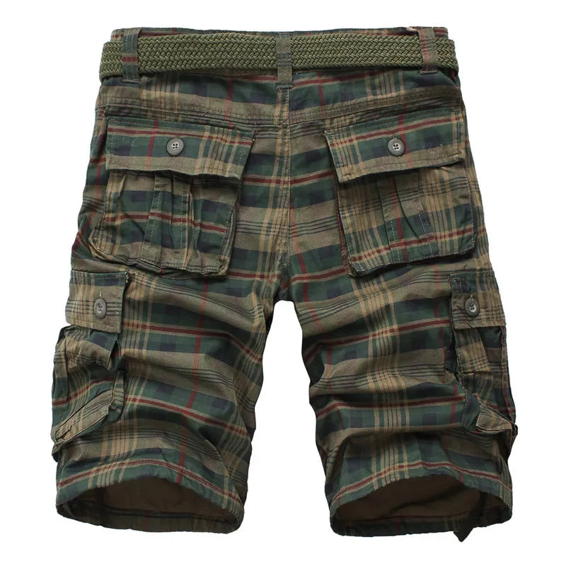 Men Shorts 2025 Fashion Plaid Beach Shorts Mens Casual Camo Camouflage Shorts Military Short Pants Male Bermuda Cargo Overalls