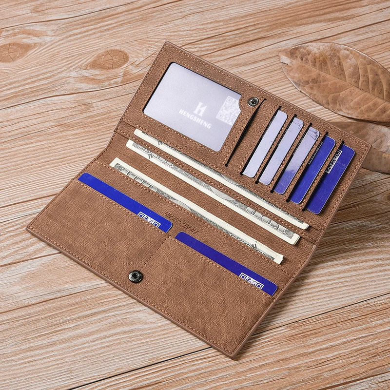 Hot Sale Soft Leather Thin Wallet For Men Long Man Purse Slim Men's Card Holder 4 Colors