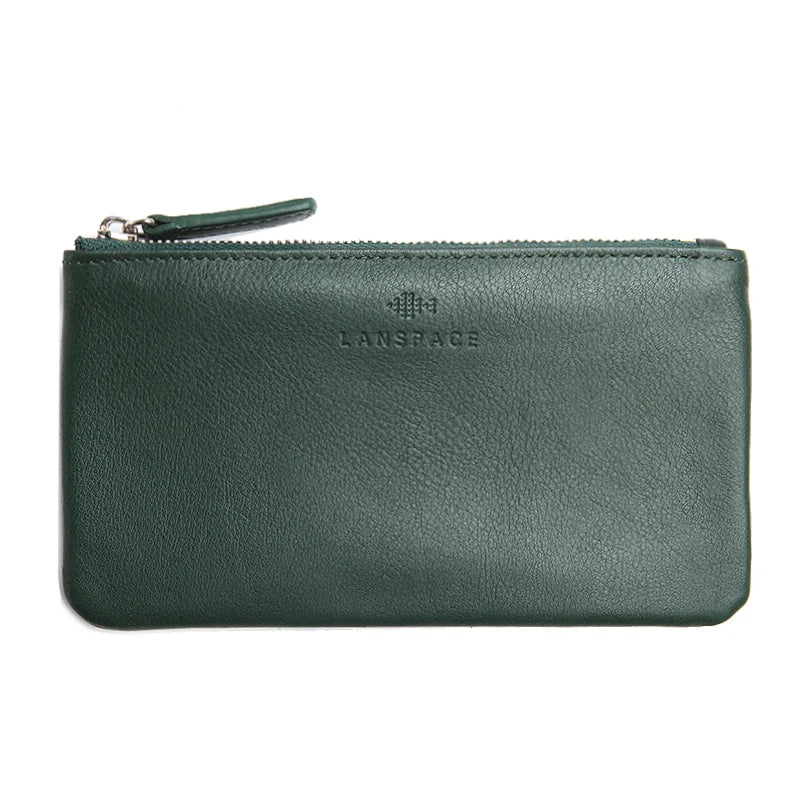 LANSPACE men's leather wallet brand thin purse fashion designer coin purses holders