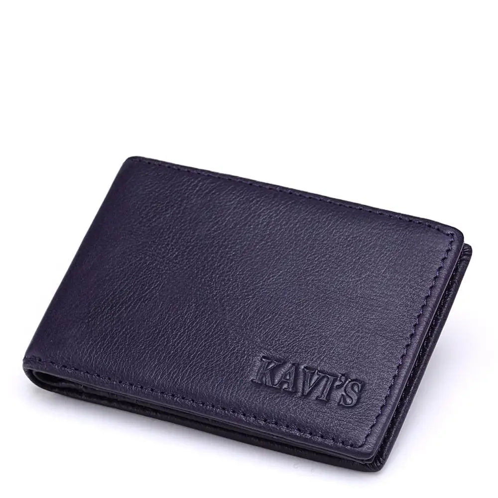 Genuine Leather Portable Slim Wallet for Men Mini Credit Card Holder Thin Small Card Organizer Purse Driver's License Money Bag