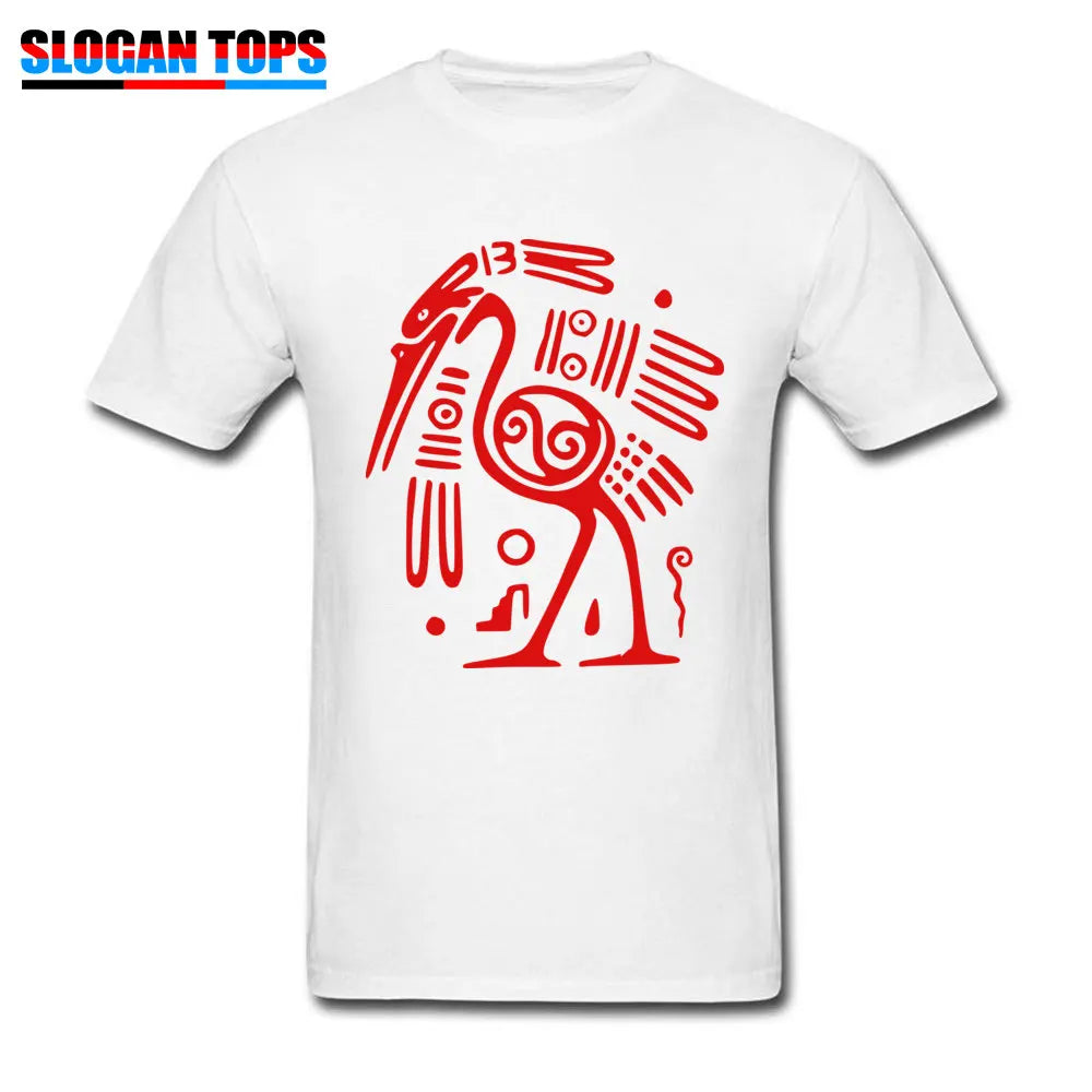 New Tees Red Black T-shirt Men Tribal Art T Shirts Tattoo Bird Designer Autumn Tshirts Custom Father Day Gift Clothes Unique