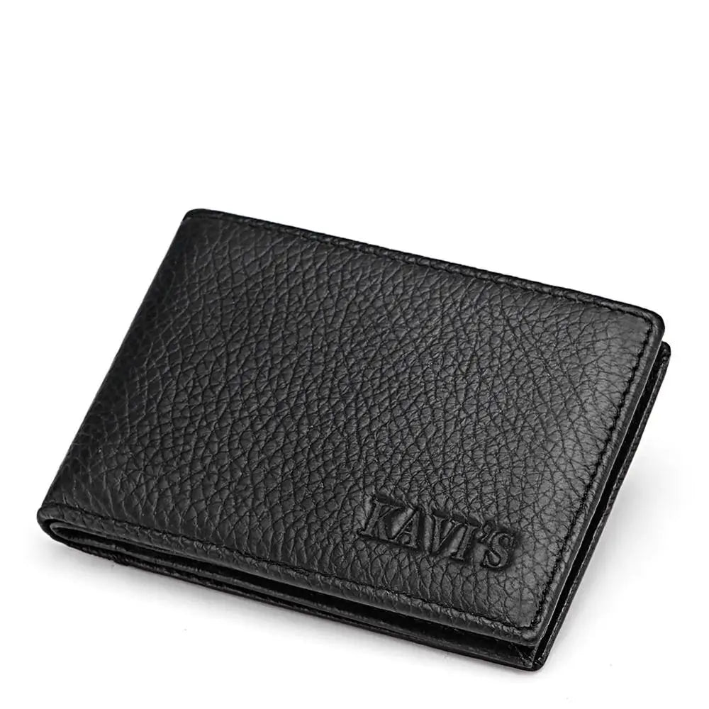 Genuine Leather Portable Slim Wallet for Men Mini Credit Card Holder Thin Small Card Organizer Purse Driver's License Money Bag