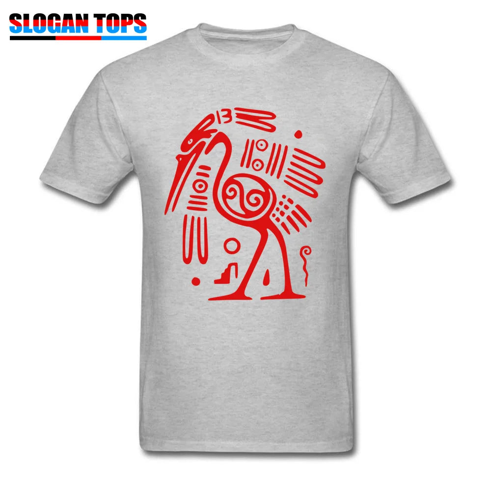 New Tees Red Black T-shirt Men Tribal Art T Shirts Tattoo Bird Designer Autumn Tshirts Custom Father Day Gift Clothes Unique