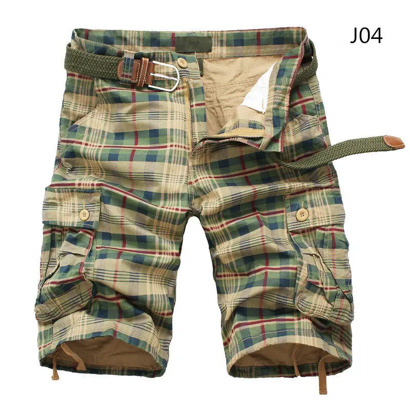 Men Shorts 2025 Fashion Plaid Beach Shorts Mens Casual Camo Camouflage Shorts Military Short Pants Male Bermuda Cargo Overalls