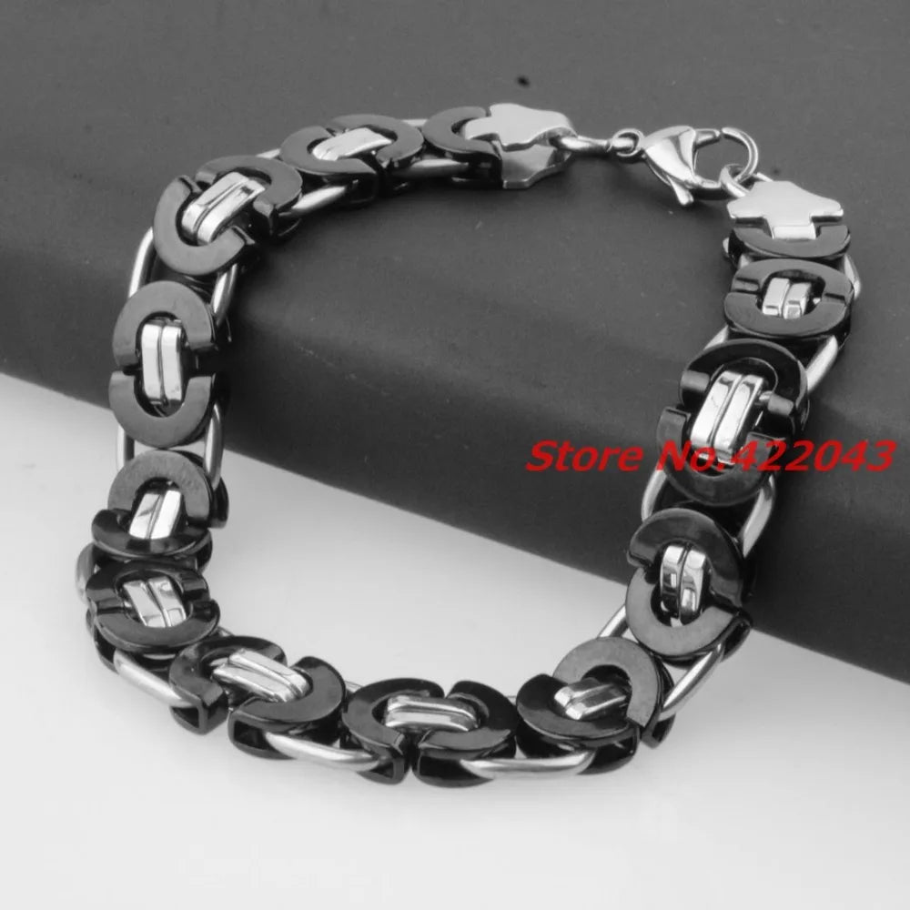 Factory Price! Fashion Men Bracelets Jewelry Punk Retro Byzantine Style Stainless Steel Bracelet Chains&Links Cool Party Gift