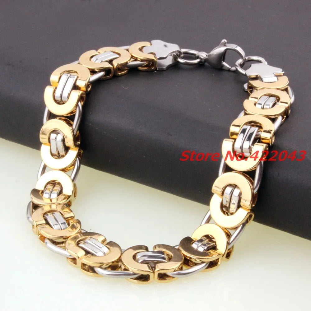 Factory Price! Fashion Men Bracelets Jewelry Punk Retro Byzantine Style Stainless Steel Bracelet Chains&Links Cool Party Gift