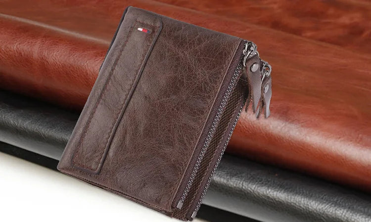 Men Wallets 100% Genuine Cow Leather Short Card Holder Leather Men Purse High Quality Luxury Brand Male Wallet