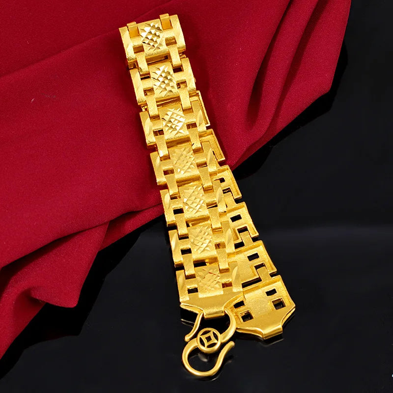 18K Gold Filled Forever Not Fade Bracelet Jewelry for Men Fine Pulseras Ley Mujer Pulseira Feminina Bizuteria Gemstone Bracelet