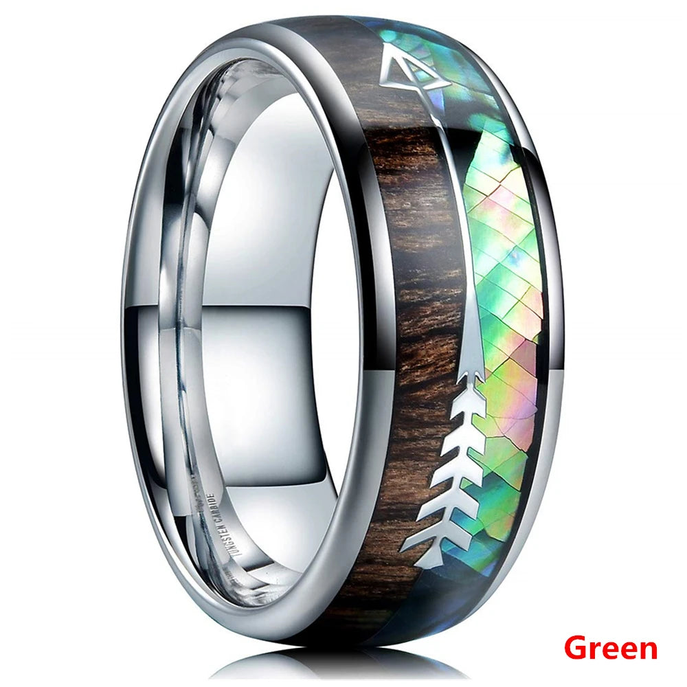 Fashion Viking Tree Of Life Stainless Steel Abalone Shell Rings For Men Odin Norse Viking Rune Rings Retro Amulet Jewelry Gift