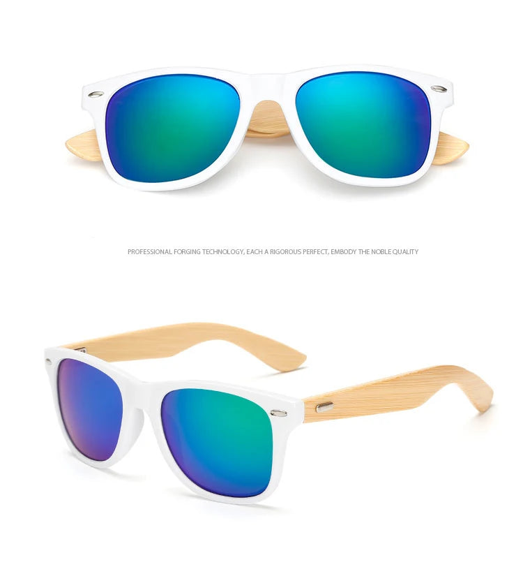 Bamboo Wood Square Sunglasses Brand Design Men Women Coating Mirror Sun Glasses Retro Glasses UV400 Shades Gafas De Sol