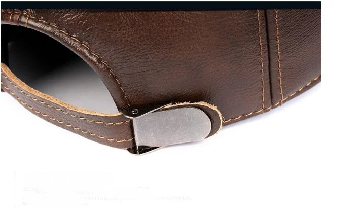New 2025 Spring/Winter Man Genuine Leather Baseball Caps Male Casual Cowhide Belt Ear Warm 56-60 Adjustable Sprot Flight Hats