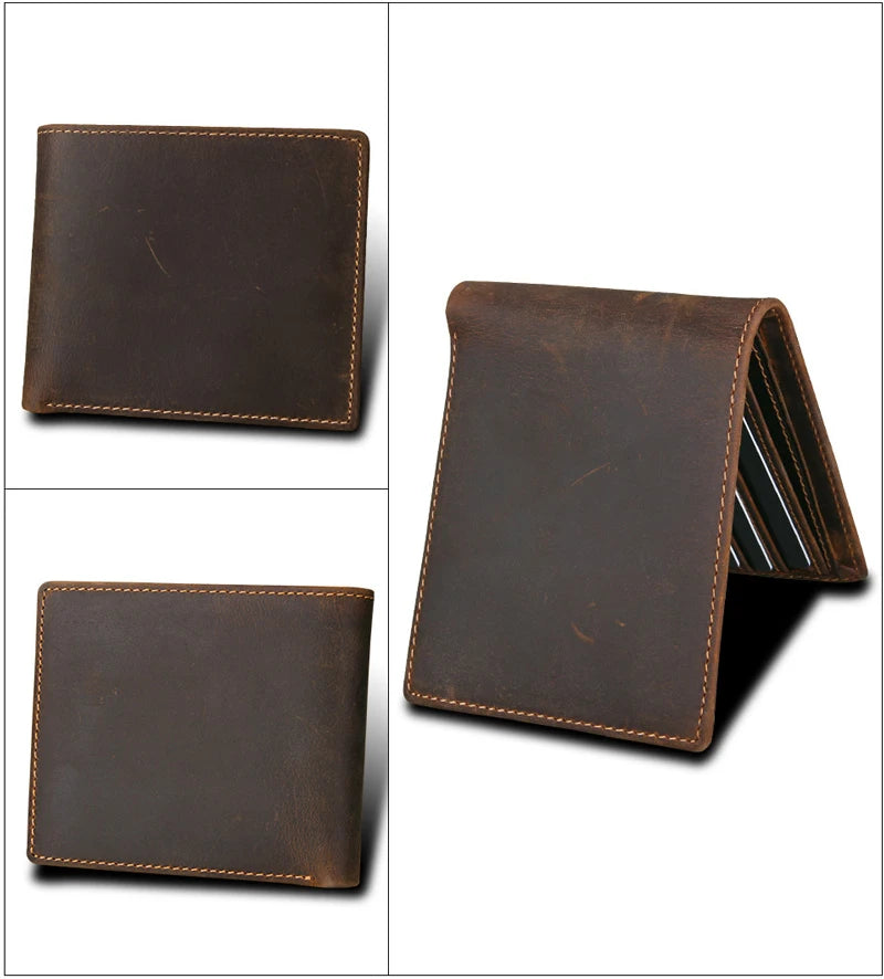 Genuine Leather Man Wallet RFID Blocking Slim Monederos Male Thin Purse High Quality Cowhide Card Wallet For Men Male