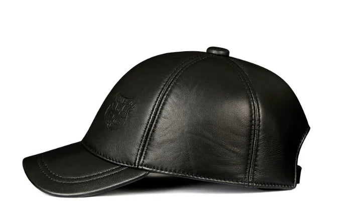 New 2025 Spring/Winter Man Genuine Leather Baseball Caps Male Casual Cowhide Belt Ear Warm 56-60 Adjustable Sprot Flight Hats