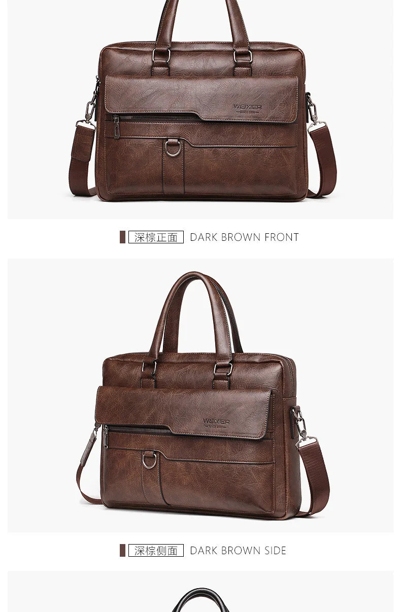 Men's Briefcase Fashion Handbags For Man Sacoche Homme High Quality New Brand PU Leather Shoulder Messenger Bags Office Handbag