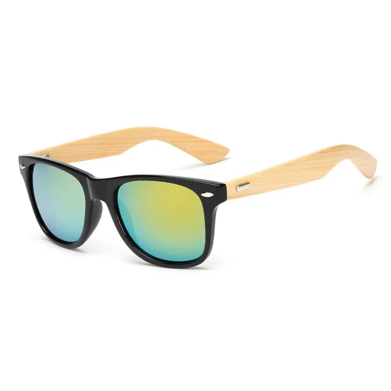 Bamboo Wood Square Sunglasses Brand Design Men Women Coating Mirror Sun Glasses Retro Glasses UV400 Shades Gafas De Sol