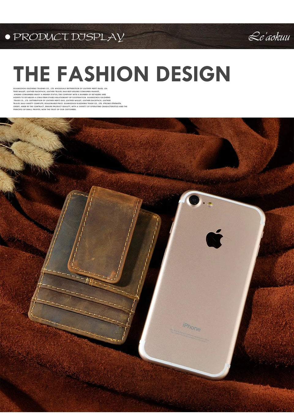 Leather Magnetic Money Clip Men Father's Day Gift Wallet Card Photo Holder Design Handy Front Pocket Wallet Mini Purse Male 1017