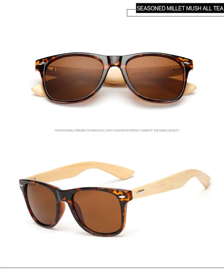 Bamboo Wood Square Sunglasses Brand Design Men Women Coating Mirror Sun Glasses Retro Glasses UV400 Shades Gafas De Sol