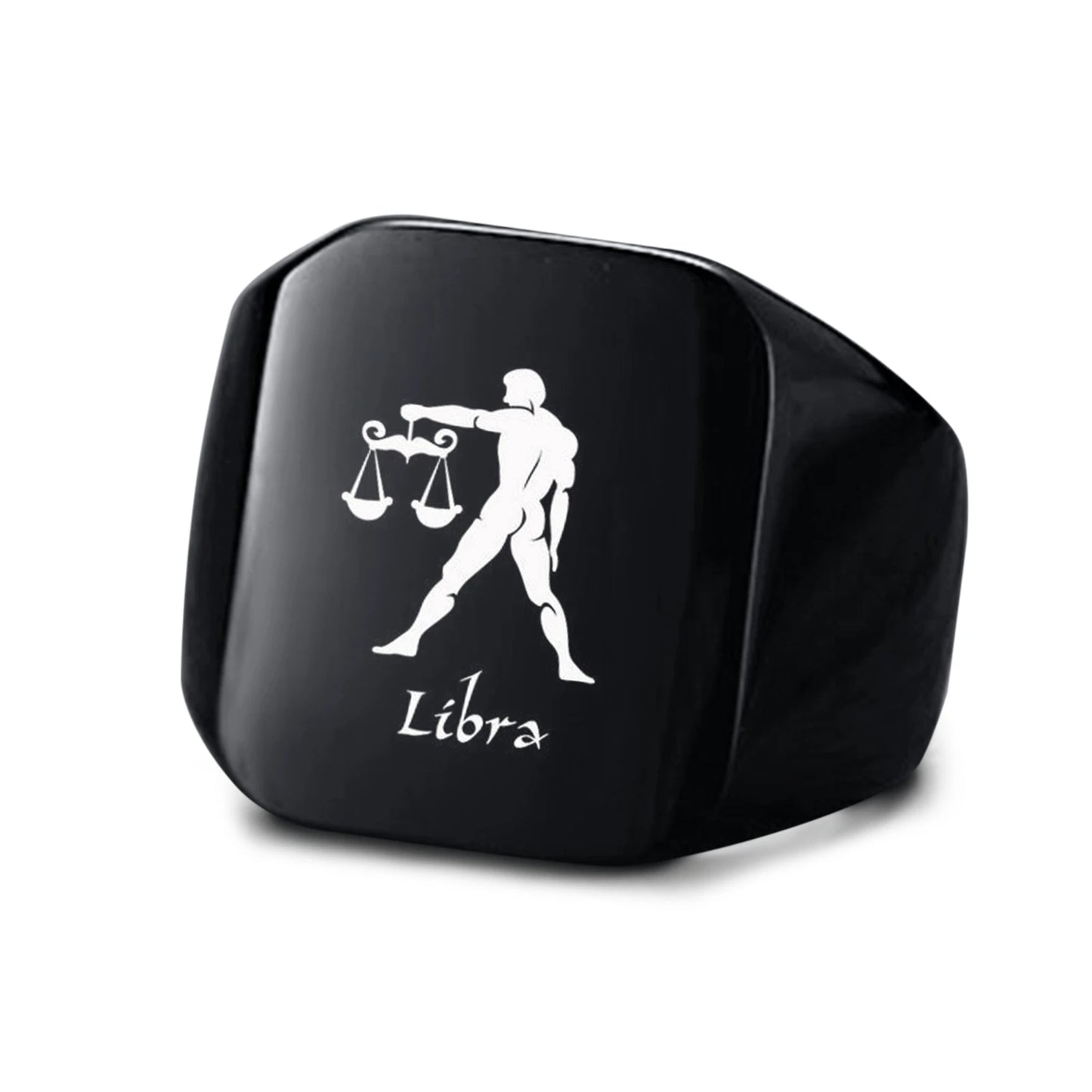 Vnox 18mm Signet Ring For Men Women, The Zodiac 12 Horoscope Constellation Sign Finger Band, Stainless Steel Aries Punk Ring
