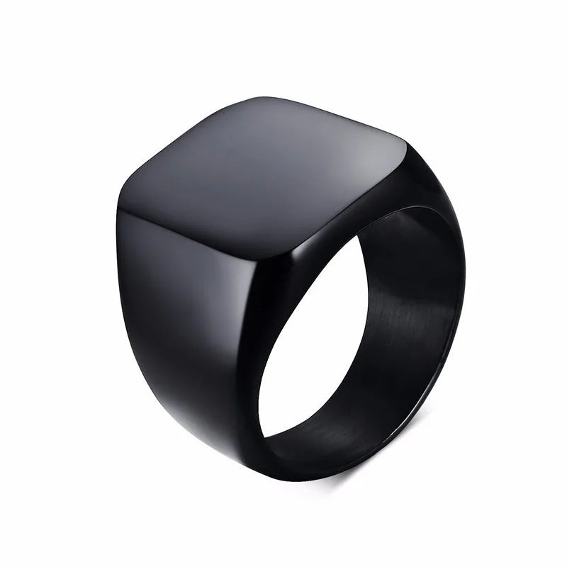 Geometric Arrow Square Men Ring,Punk Stainless Steel Signet Ring Stamp Ring Thumb Ring,Minimalist Jewelry Gifts