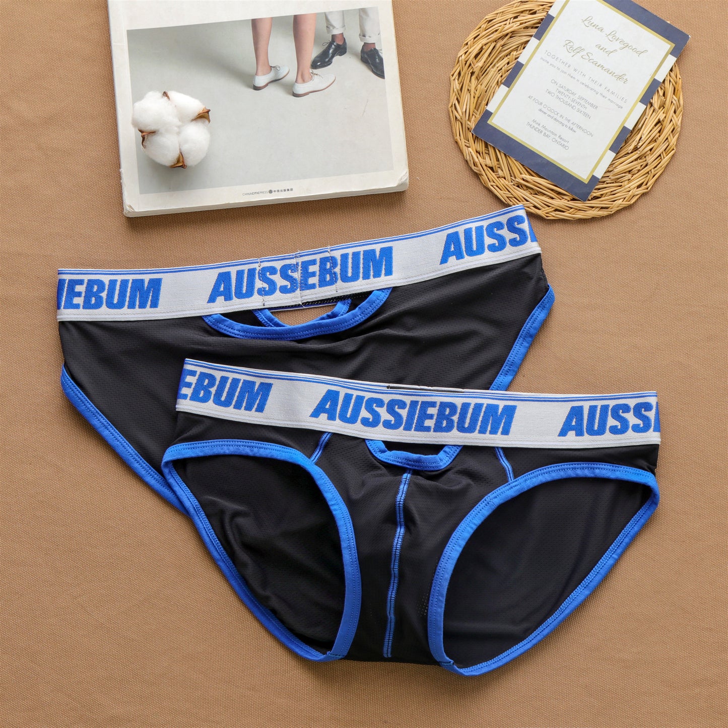 Men's sexy front and rear small hollow underwear fashionable comfortable breathable briefs