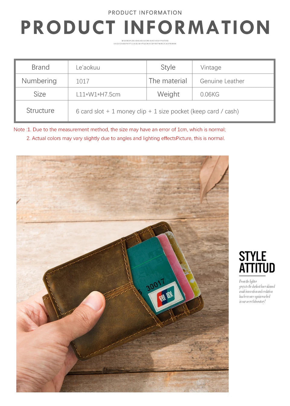 Leather Magnetic Money Clip Men Father's Day Gift Wallet Card Photo Holder Design Handy Front Pocket Wallet Mini Purse Male 1017