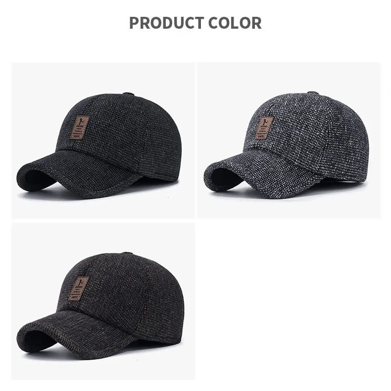New Men Warm Thick Baseball Caps Male Autumn Winter Sport Visors Snapback Earflaps Dad Cap Hat For Men