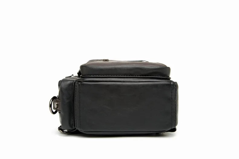 Leather Crossbody Bags for Men Messenger Chest Bag 2025 New Fashion Casual Bag Waterproof PU Single Shoulder Bags Vintage Luxury